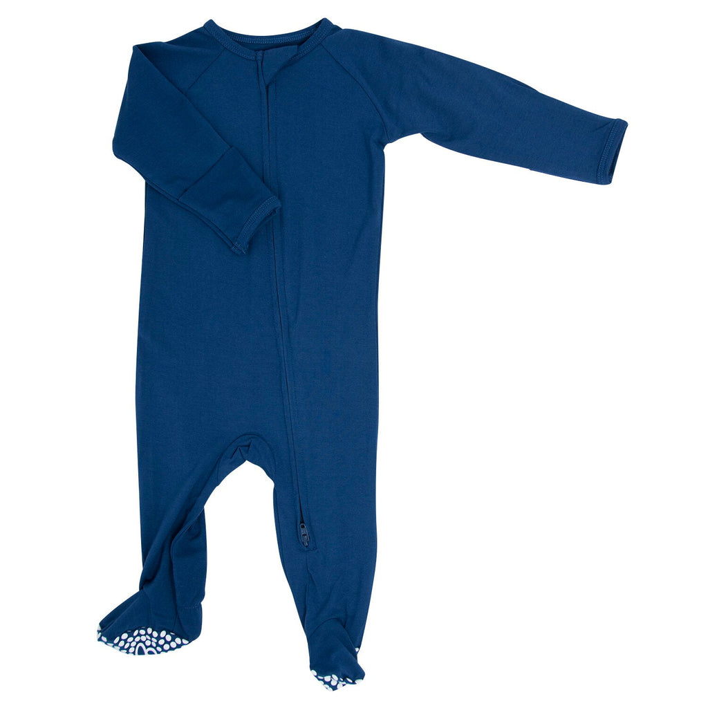 Sweet Bamboo - Zipper Footie - Deep Navy-Footies + Rompers (Basic)-Newborn-Posh Baby