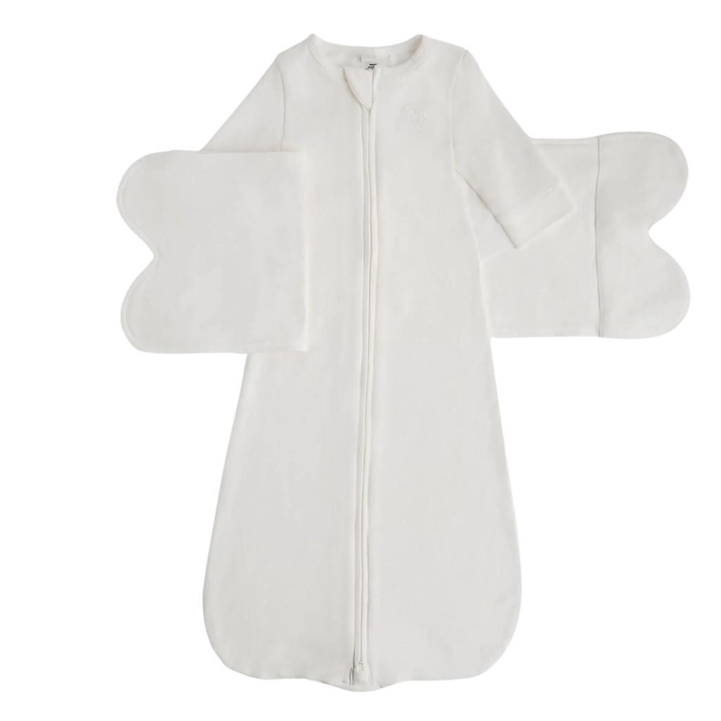 The Butterfly Swaddle - Ivory White-2-in-1 Swaddles-S (7-12 lbs)-Posh Baby