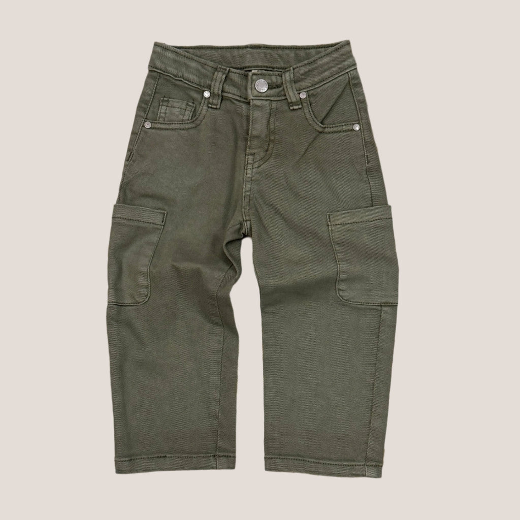 The New Chapter - Stretch Twill Cargo Pants - Army Green-Bottoms-12-18M (86)-Posh Baby