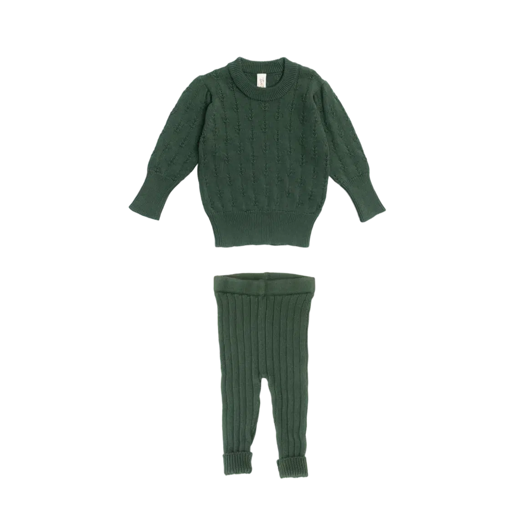 Tun Tun (Peru) - Pima Cotton Alice Sweater - Forest Green-Sweaters + Cardigans + Jackets-3-6M-Posh Baby