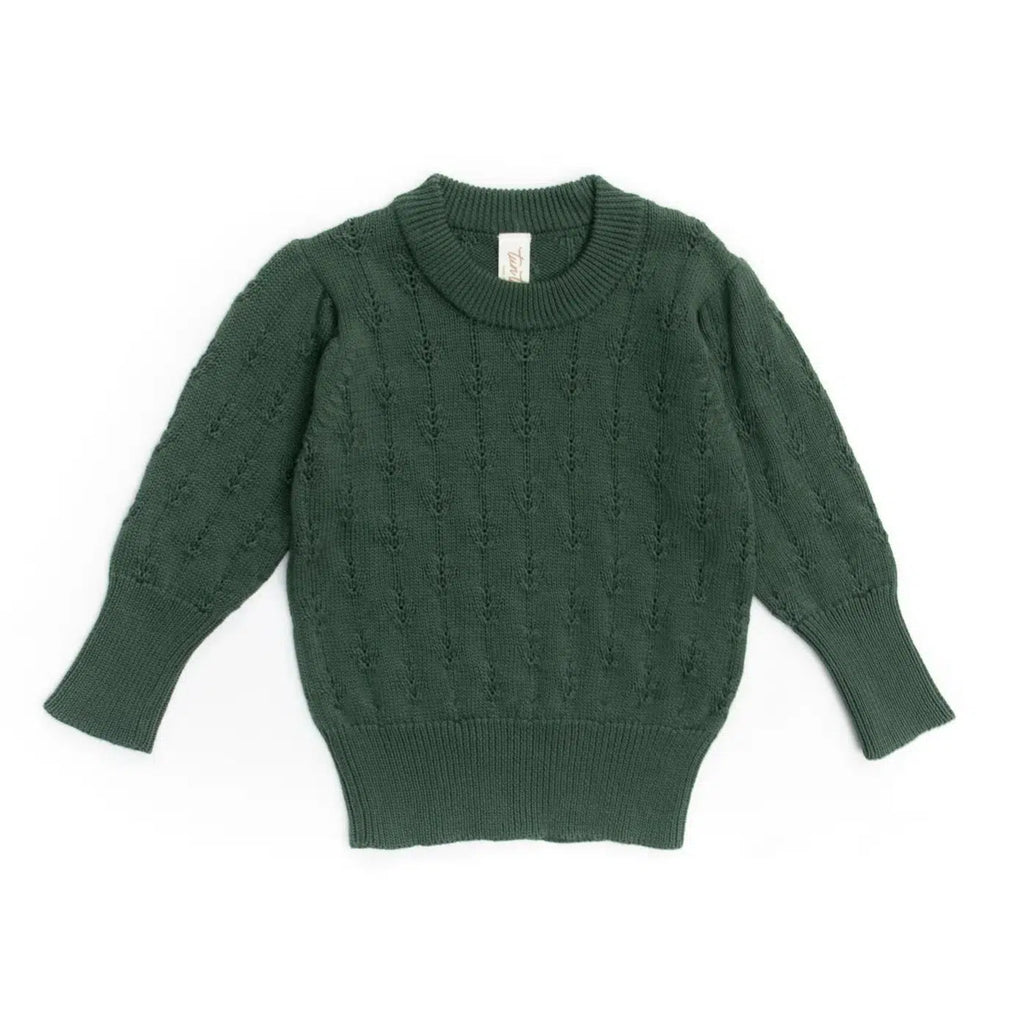 Tun Tun (Peru) - Pima Cotton Alice Sweater - Forest Green-Sweaters + Cardigans + Jackets-3-6M-Posh Baby