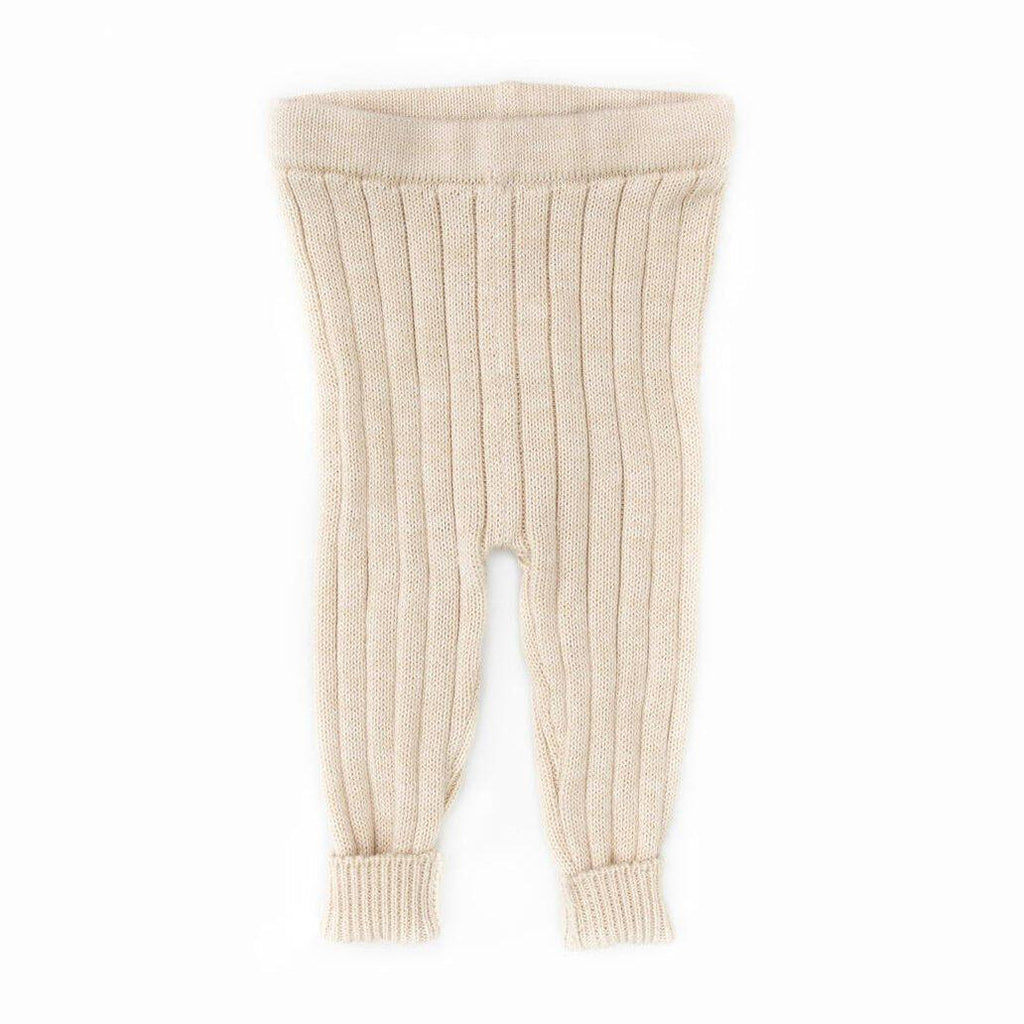 Tun Tun (Peru) - Pima Cotton Knit Leggings - Oatmeal Marl-Bottoms-6-12M-Posh Baby