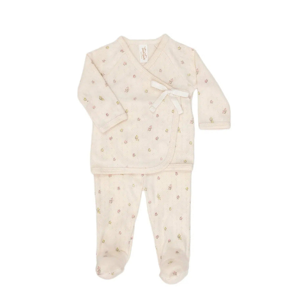 Tun Tun (Peru) - Pima Cotton Pointelle Kimono Set - Little Flowers-Sets-0-3M-Posh Baby