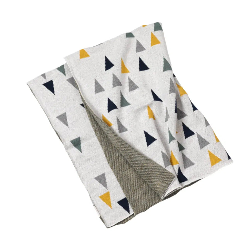 Viverano - Organic Cotton Jacquard Knit Blanket - Triangles-Quilts + Snuggle Blankets-Posh Baby