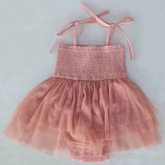Yo Baby - Tulle Ruffle Romper - Rose Pink-Footies + Rompers (Fashion)-3-6M-Posh Baby